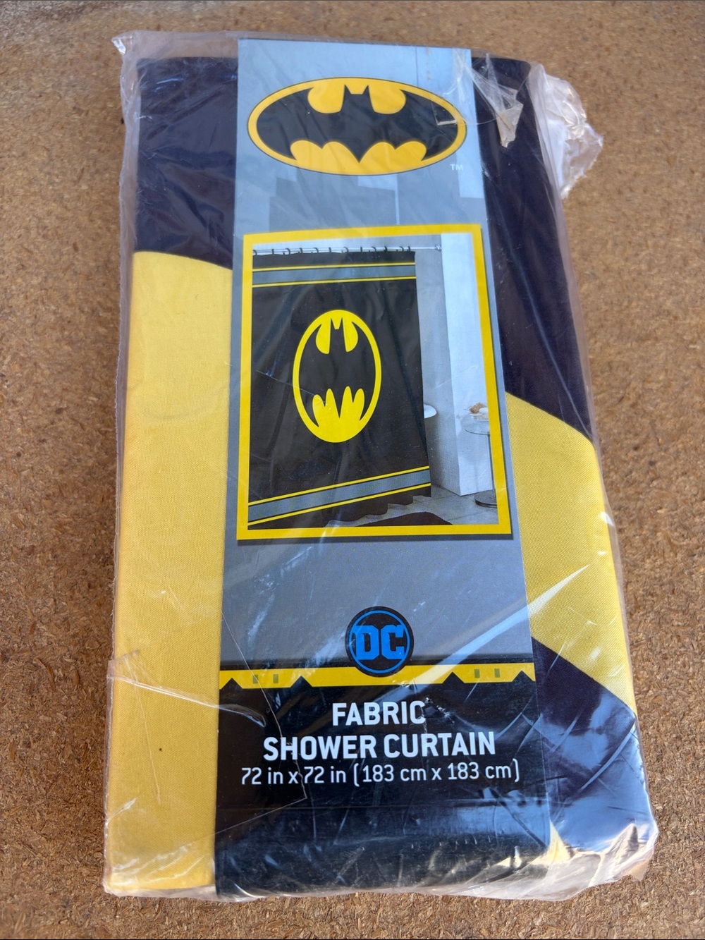 DC Batman Black and Yellow Fabric Shower Curtain